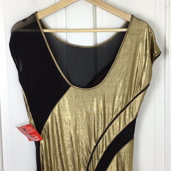 ASOS Mini Dress Black Mesh Gold size 8 Y2K NWT - Picture 3 of 7
